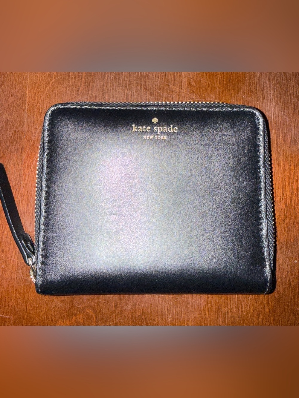 Kate Spade Darci wallet - black leather - ballerina pink interior. new with tags